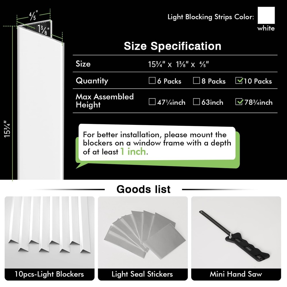 Light Blocking Strips, -Adhesive Light Blockers for Indoor Window Blinds & Sh...