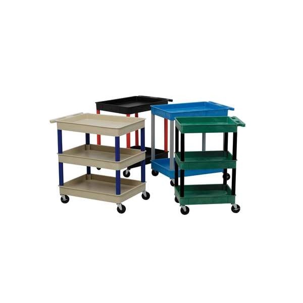 Flat Handle Utility Cart, Thermoplastic Resin (Shelf)/High Density Polyethylene