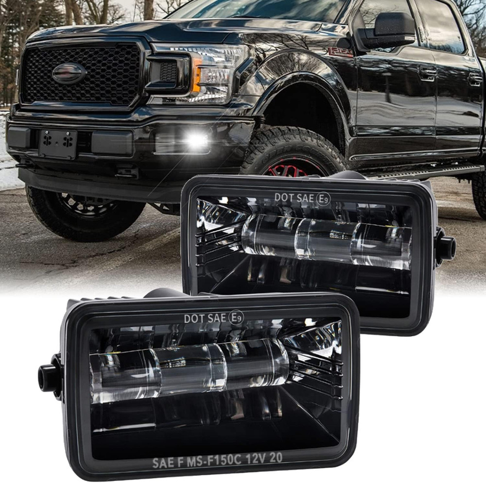 DOT Approved LED Fog Lights for Ford F150 2015-2020, Waterproof Rectangular Bump