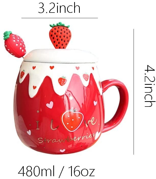 Ceramic Mug Lemon Coffee Cup Water Cup with Lid and Spoon