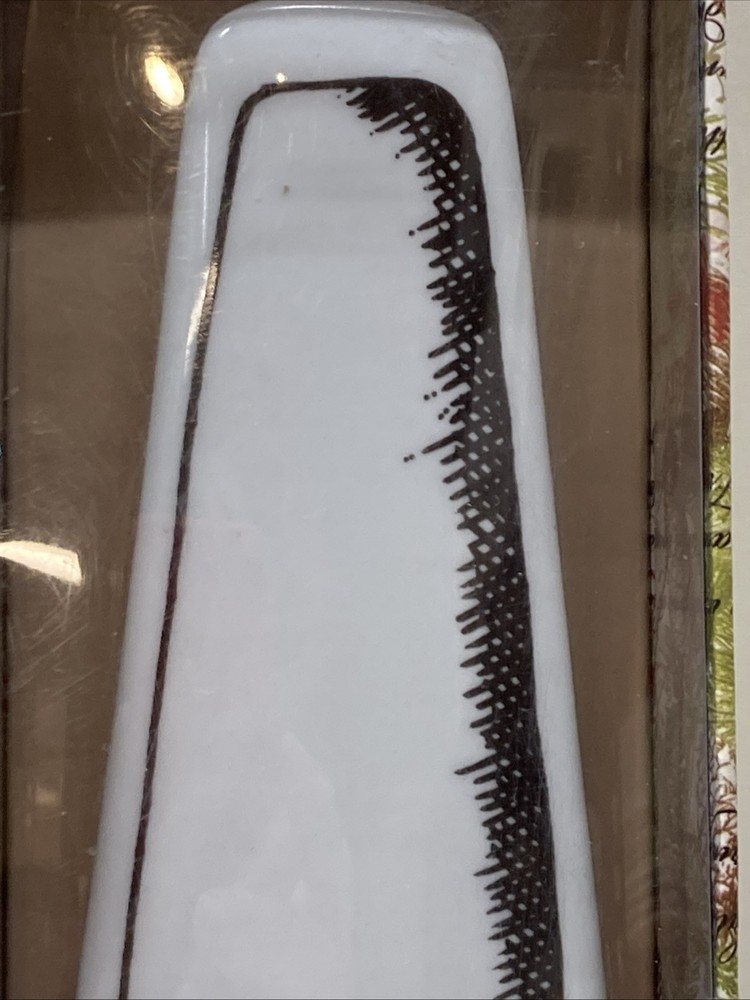 Wild Eye Designs Ceramic Cake Pie Server White w/ Black Drawn Design Kitchen 10"