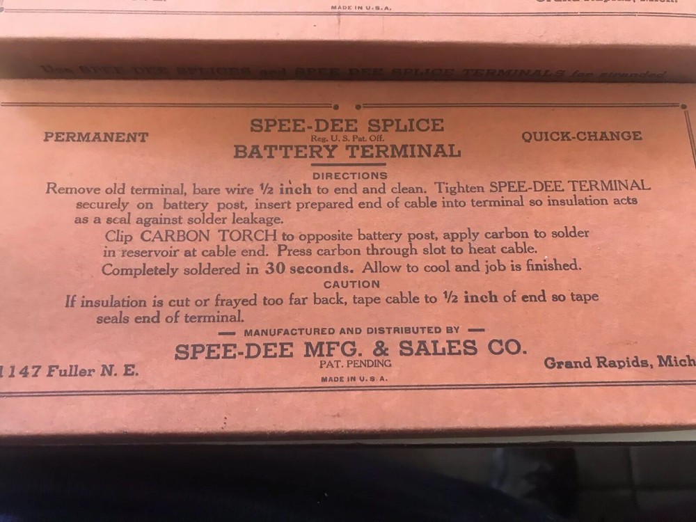 Vintage Spee-Dee Splice 10 Battery Terminals & Adjustable Carbon Torch