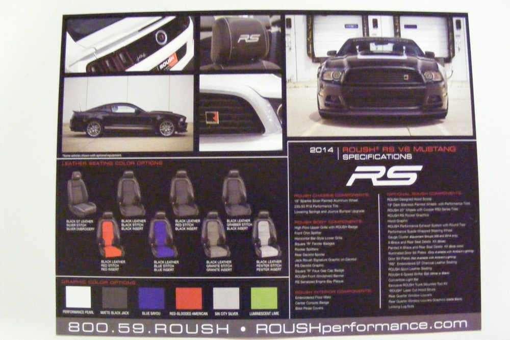 2014 ROUSCH PERFORMANCE RS V6 MUSTANG SPECIFICATION CARD