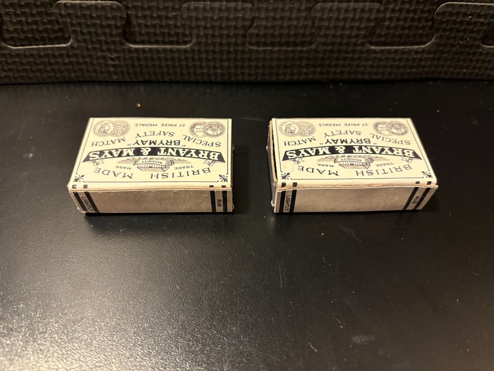 1910 Bryant & May matchbooks - 2 empty custom design display boxes