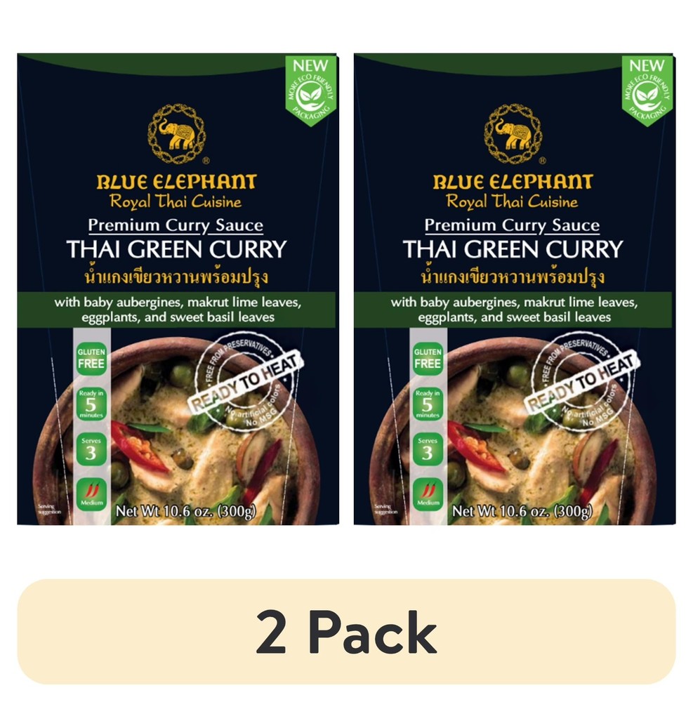 2 pack, Blue Elephant Green Curry Sauce.