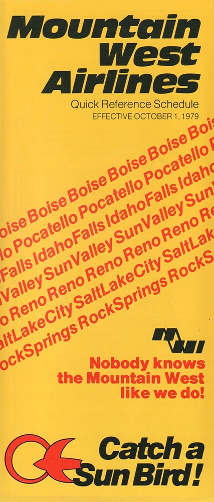 Mountain West Airlines timetable 1979/10/01