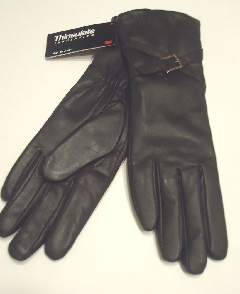 Ladies Genuine Leather Thinsulate Gloves,Brown ,Small