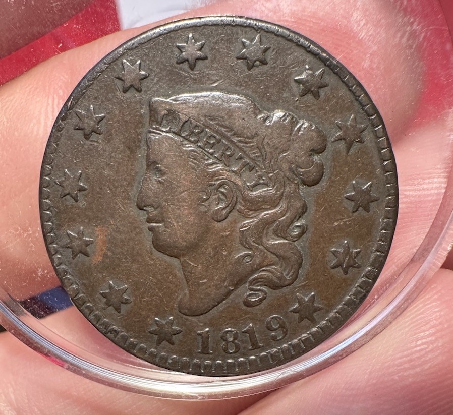 1819 Small Date N-4 Coronet Large Cent VF Very Fine
