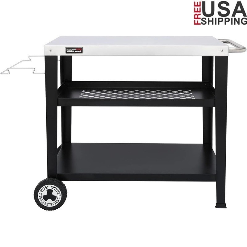 Stainless Steel Work Table Portable Kitchen Table W/ Storage Trash Bag Holder US