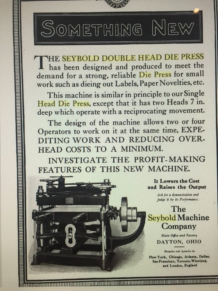 SEYBOLD DOUBLE HEAD DIE PRESS
