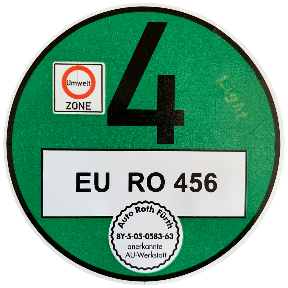 EMISSIONS DECAL - OFFICIALLY APPROVED GERMAN EMISSIONS STICKER ! LASER PRINTED