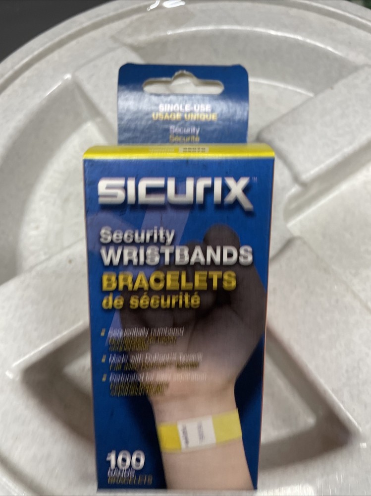 Security Wristbands Sequentially Numbered 10" x 0.75" Yellow 100/Pack 85070 W1