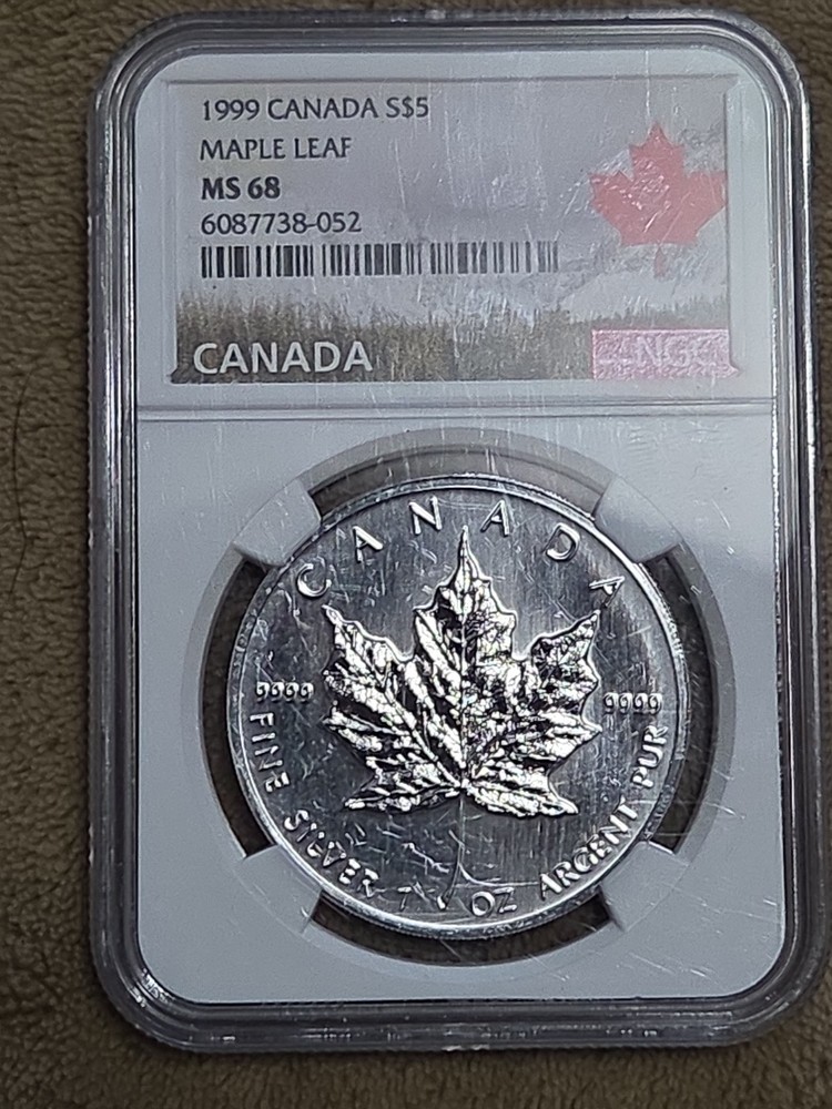 1999 CANADA MAPLE LEAF S$5 MS68 NGC