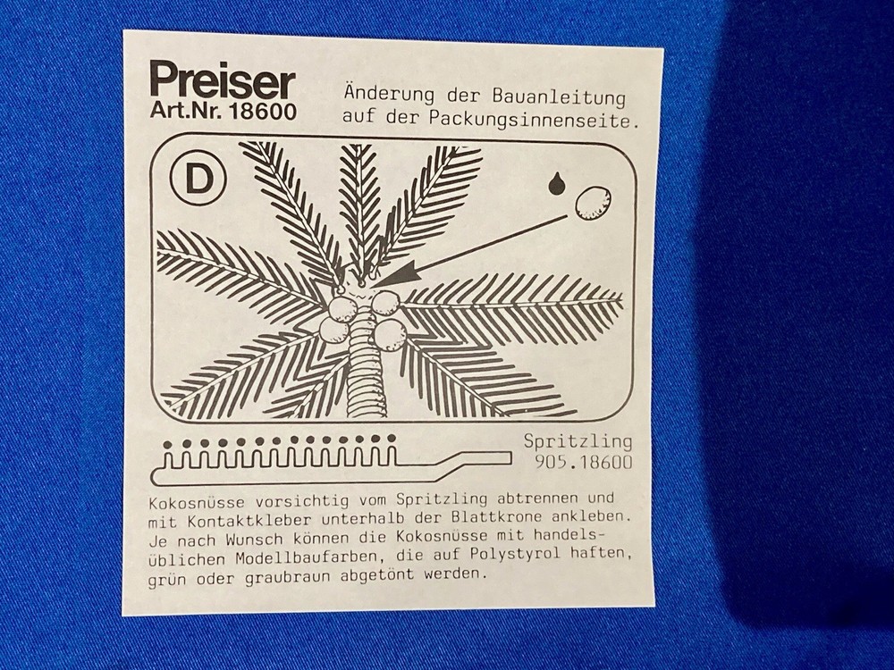 Preiser 18600, HO Scale 4 Palm Trees Unassembled Plastic Model Kit