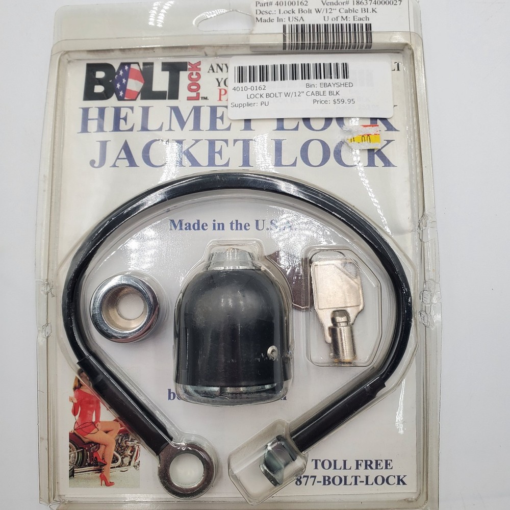 Bolt Lock Helmet Lock/Jacket Lock With 12" cable