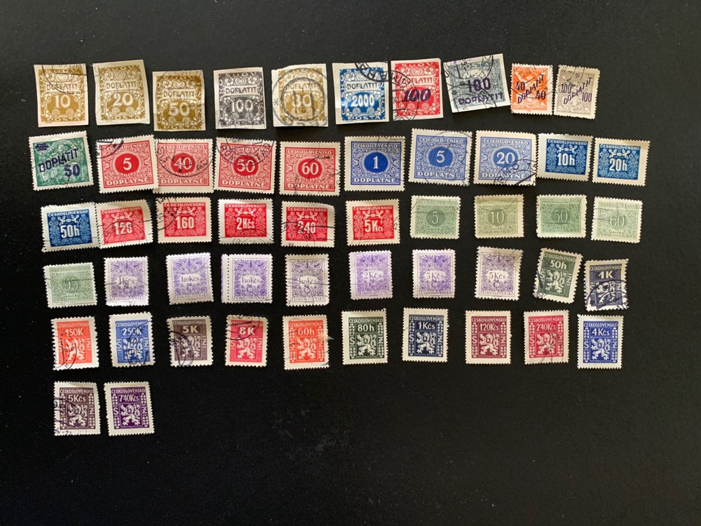 Czechoslovakia Postage Due Stamp Lot - 52 Different - Used/Mint Hinged