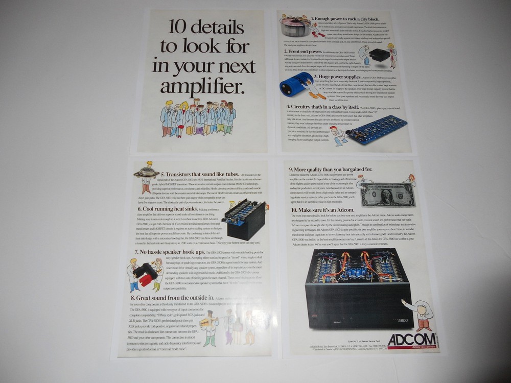 Adcom GFA-5800 Amplifier Ad, 1994, 4 pages, Articles and Specs, Adcom's Best Amp