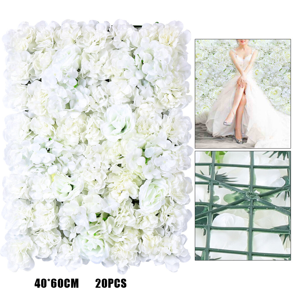 20x Artificial Silk Flower Wall Panel Wedding Party Stage Background Decoration