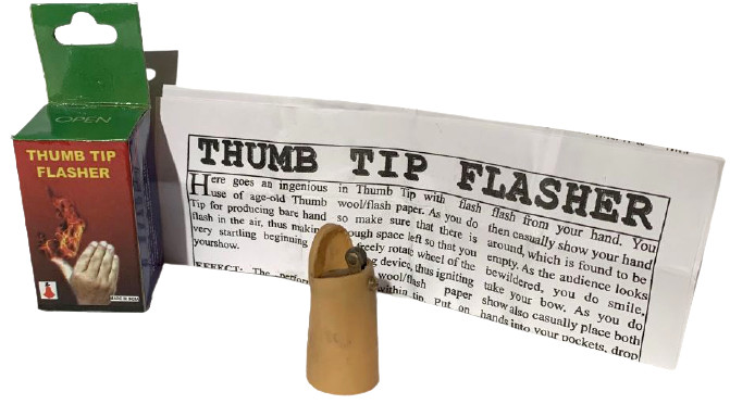 THUMB TIP FLASHER Magic Fire Stage Finger Effects Prop Flint Striker Flash Hand