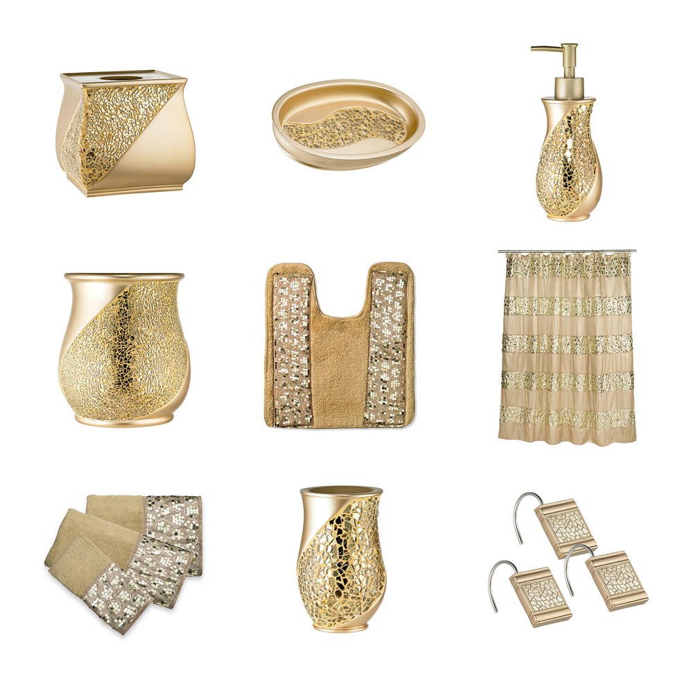 Sinatra Gold Premium Assorted Decorative Bath Ensemble Accessories