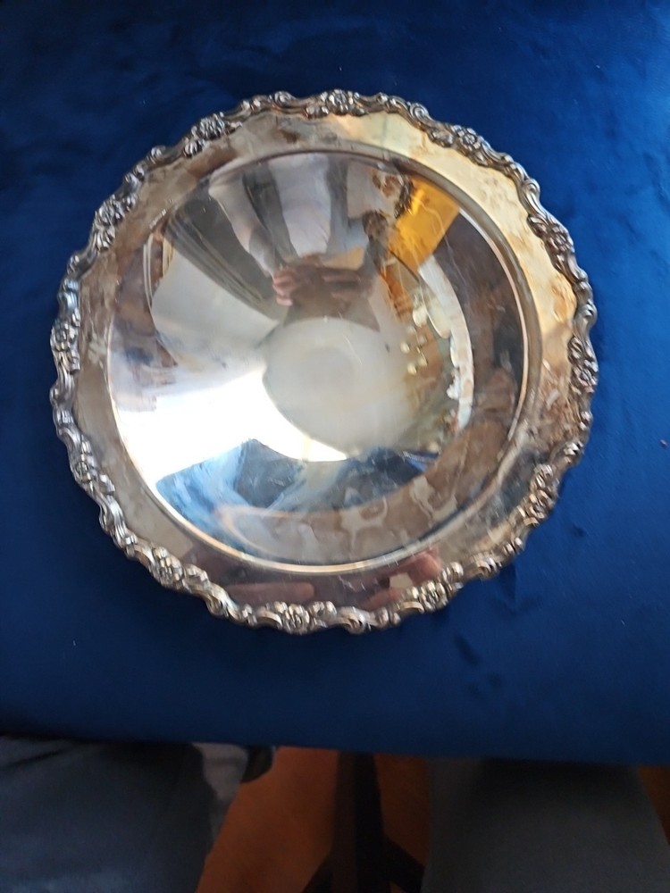 Vintage Silver Candy Dish, tarnished 7.5" Diameter