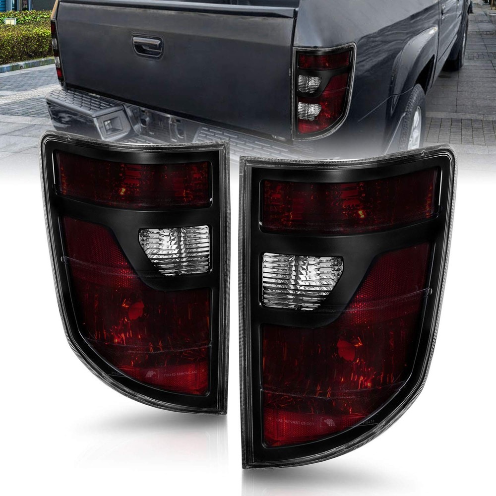 2006-2008 Ridgeline Black Bezel Red Tail Light Assembly Driver Passenger