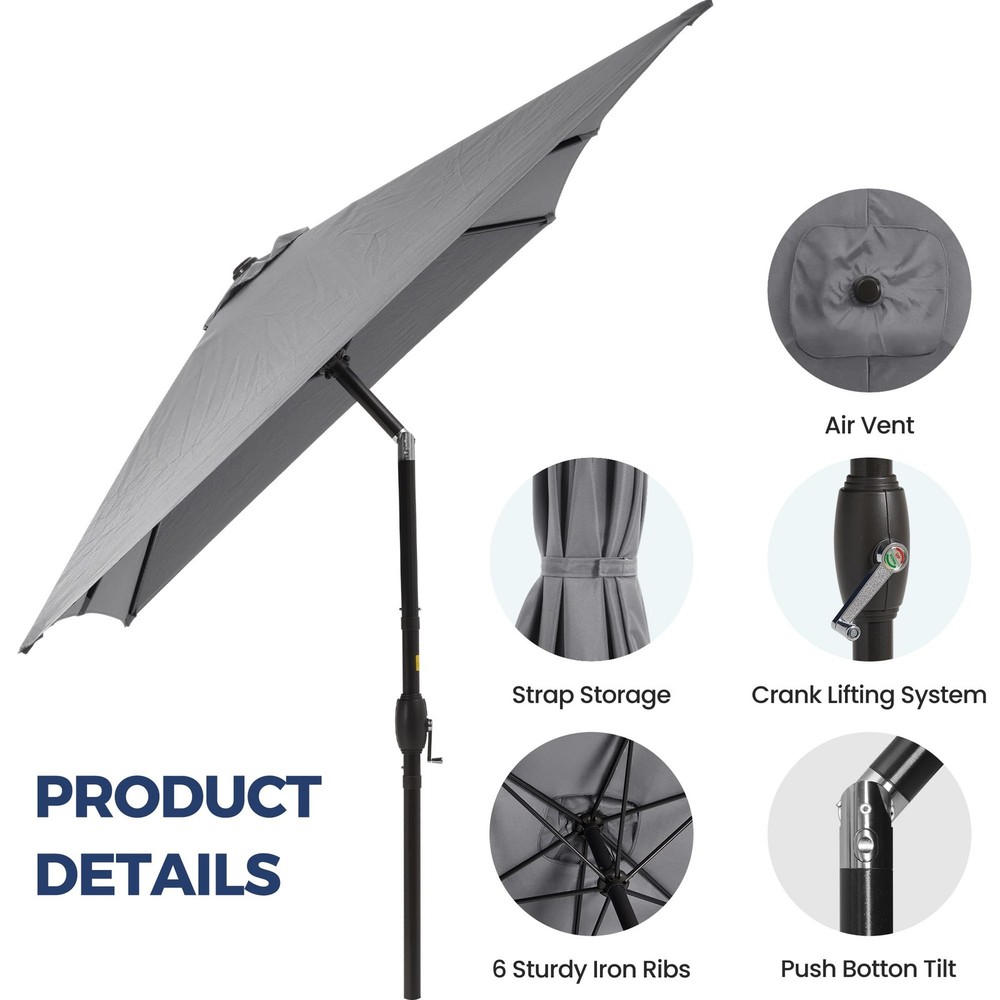 Wisteria Lane Patio Umbrella, Rectangular Metal Pole Grey