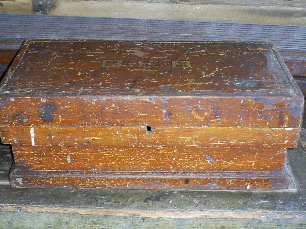 Antique Painted Chest Trunk Tool Box Primitive AAFA
