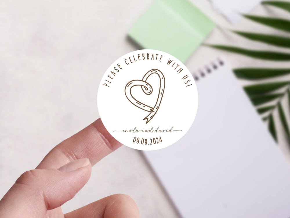 Personalised wedding round sticker labels, custom stickers
