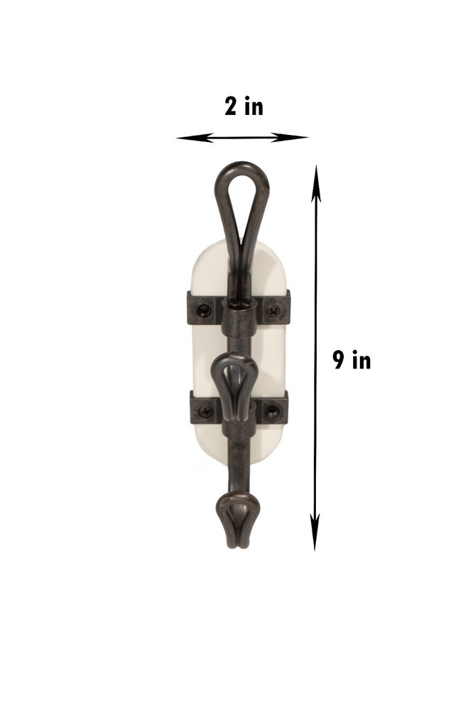 FantasHome 9” Prong Swivel Wall Mounted Hook with 3 Hooks – White / Black