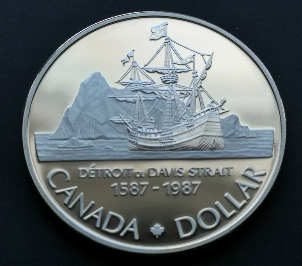 *** CANADA  1987  PROOF  SILVER  DOLLAR *** 400 TH.  ANN. JOHN  DAVIS ***