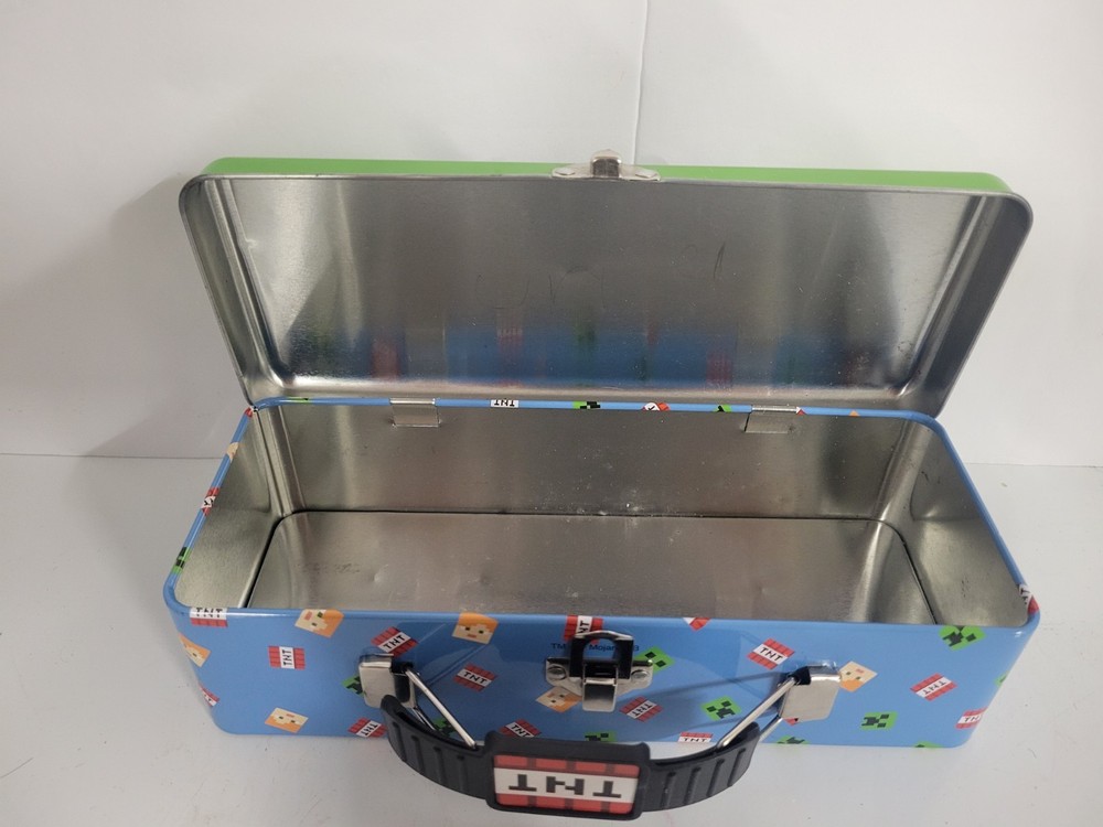Minecraft Green Tin Tool Box Handle Latch/Hinge Pencil Box Storage