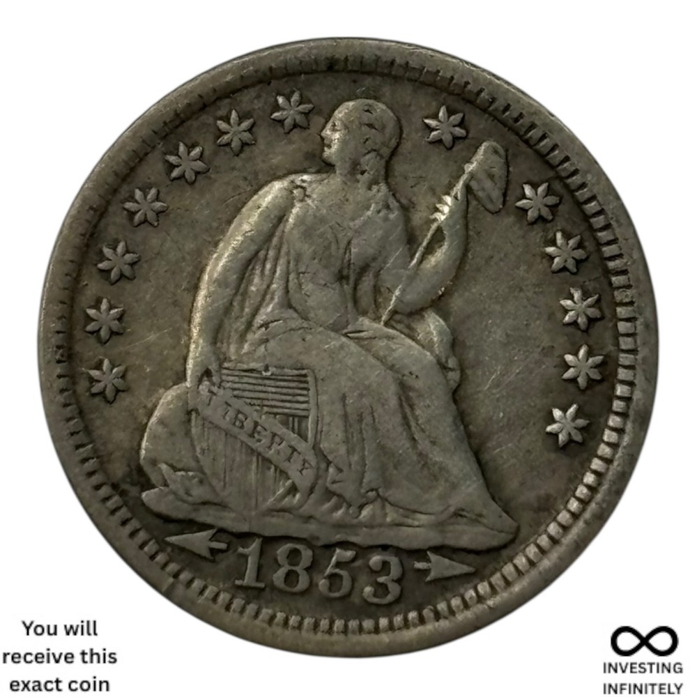 1853 Arrows Seated Half Dime X-1414