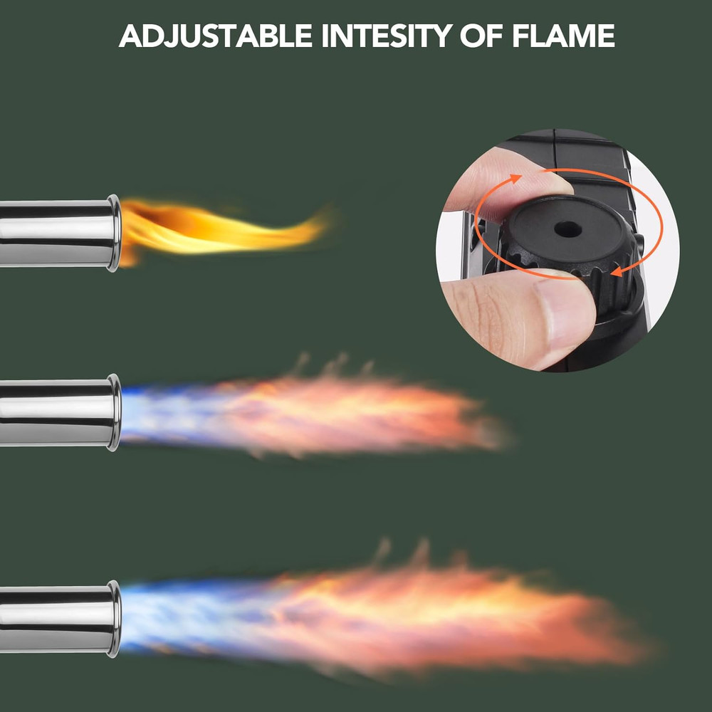 Powerful Cooking Propane Torch Gun, Culinary Torch Campfire Starter, Adjustable