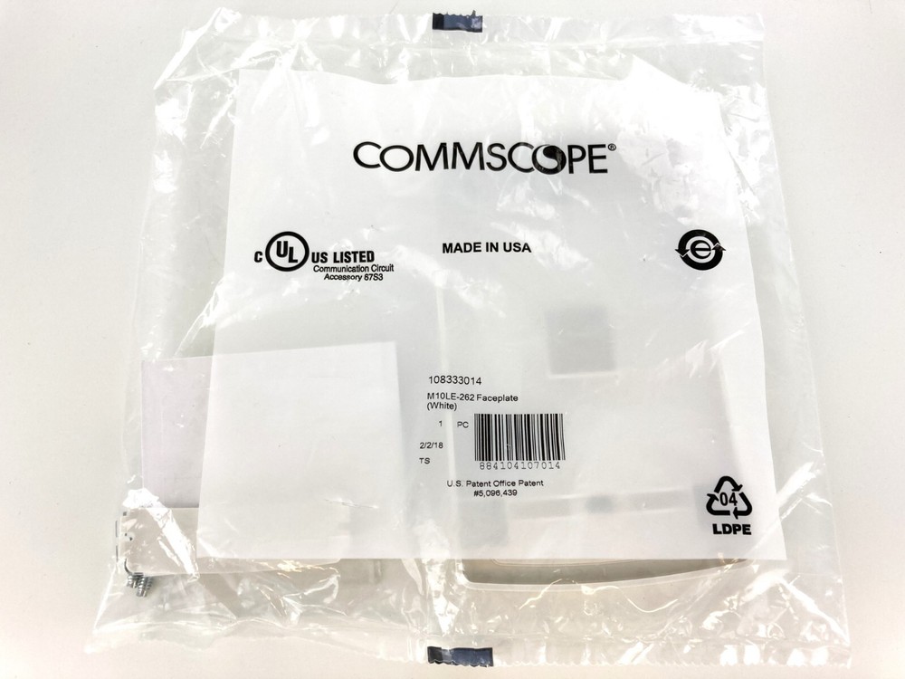 CommScope M10LE-262 Faceplate, 1 Port Flush Mount, White