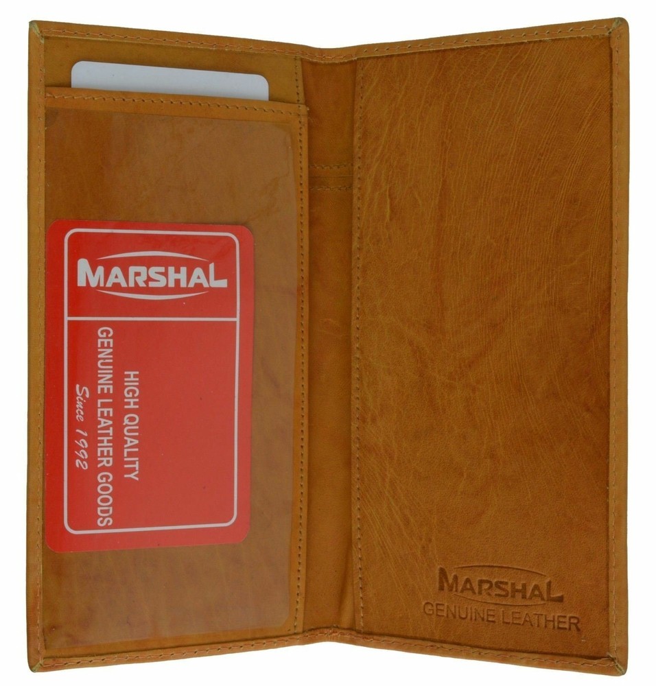 Tan Genuine Leather PLAIN Checkbook Cover
