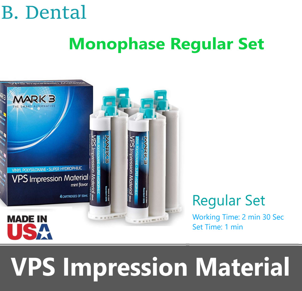 Dental MONOPHASE REGULAR SET VPS PVS Impression Material Set 50ML Cartridges