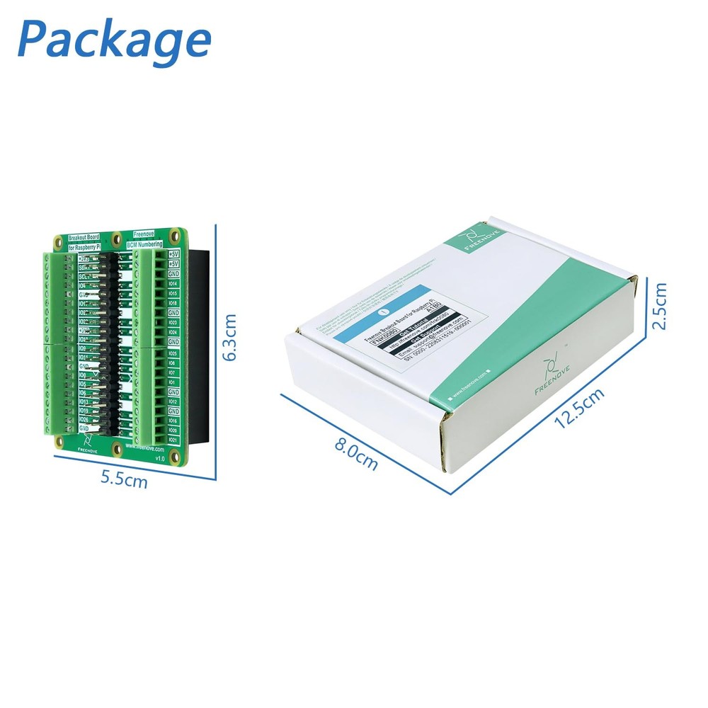 Freenove Breakout Board for Raspberry Pi 5 / 4B / 3B+ / 3B / 3A+ / 2B / 1B+...