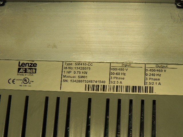 LENZE AC TECH SM410-CC AC DRIVE 1HP