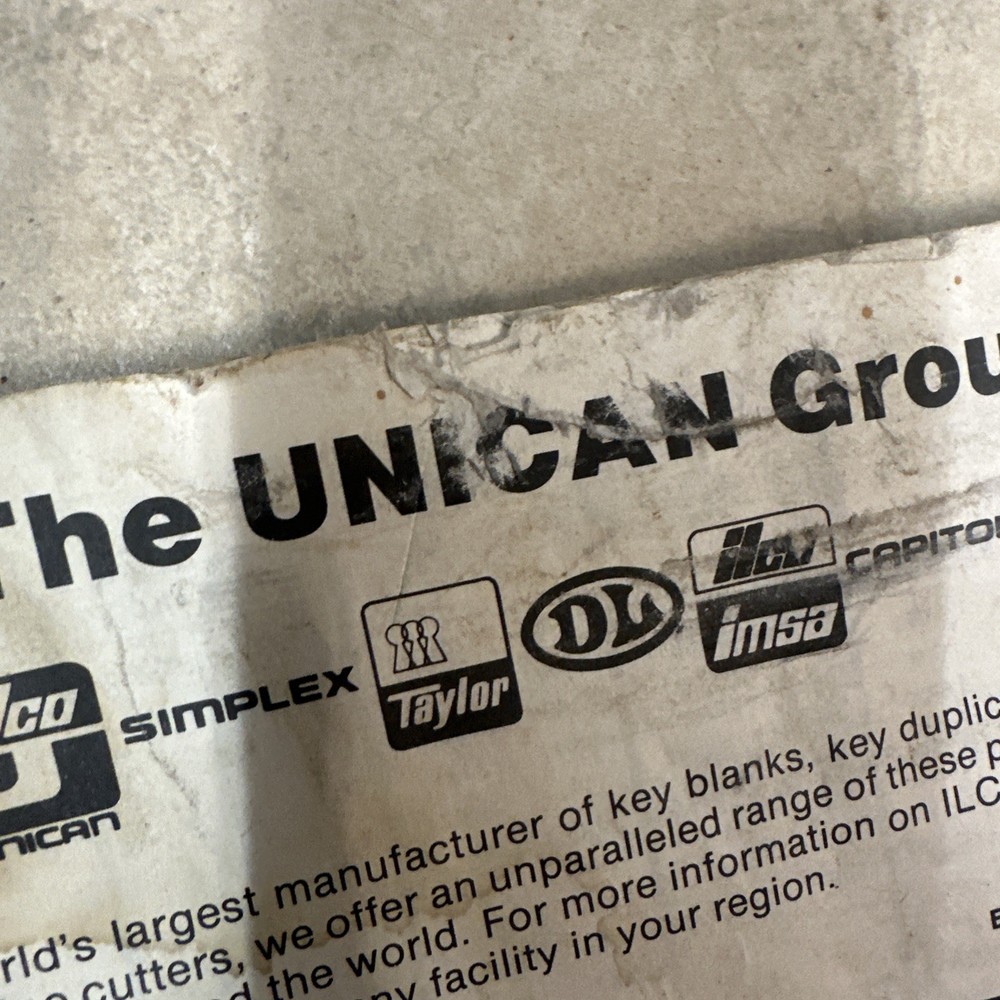 Ilco Unican Auto / truck Key Blank Reference 1989 Edition