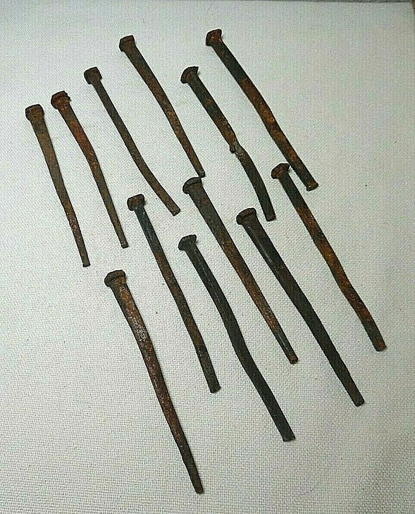 LOT/12 ANTIQUE 5" SQUARE HEADED SPIKES