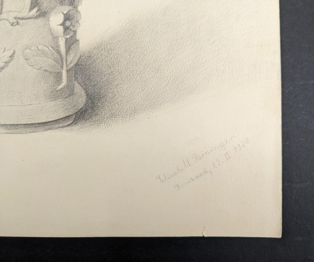Elisabeth Reininger, column, drawing, autographed, dated, 1900