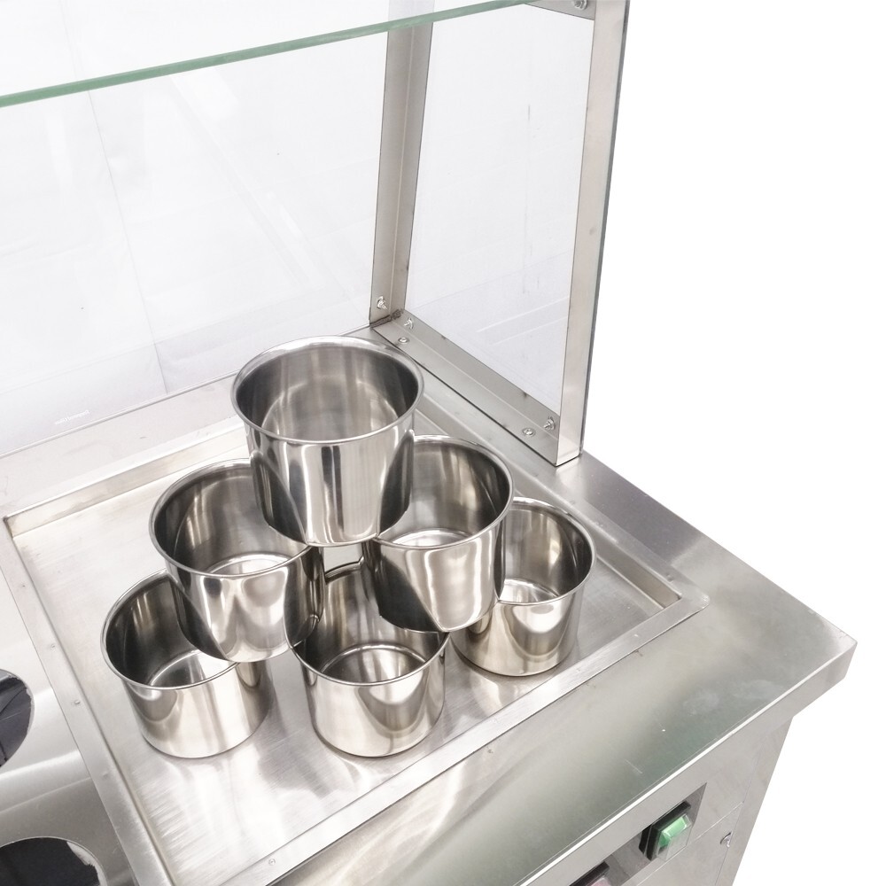110V Single Flat Pan Fried Ice Cream Maker Machine w/Six Buckets Restaurant