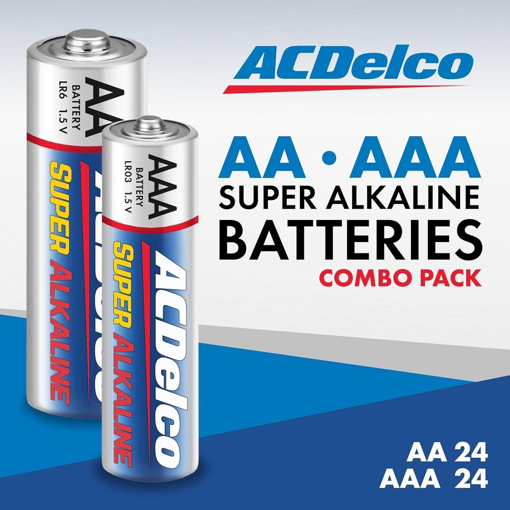 Acdelco AA and AAA 48-Count Combo Pack Super Alkaline Batteries, 24-Count Each,