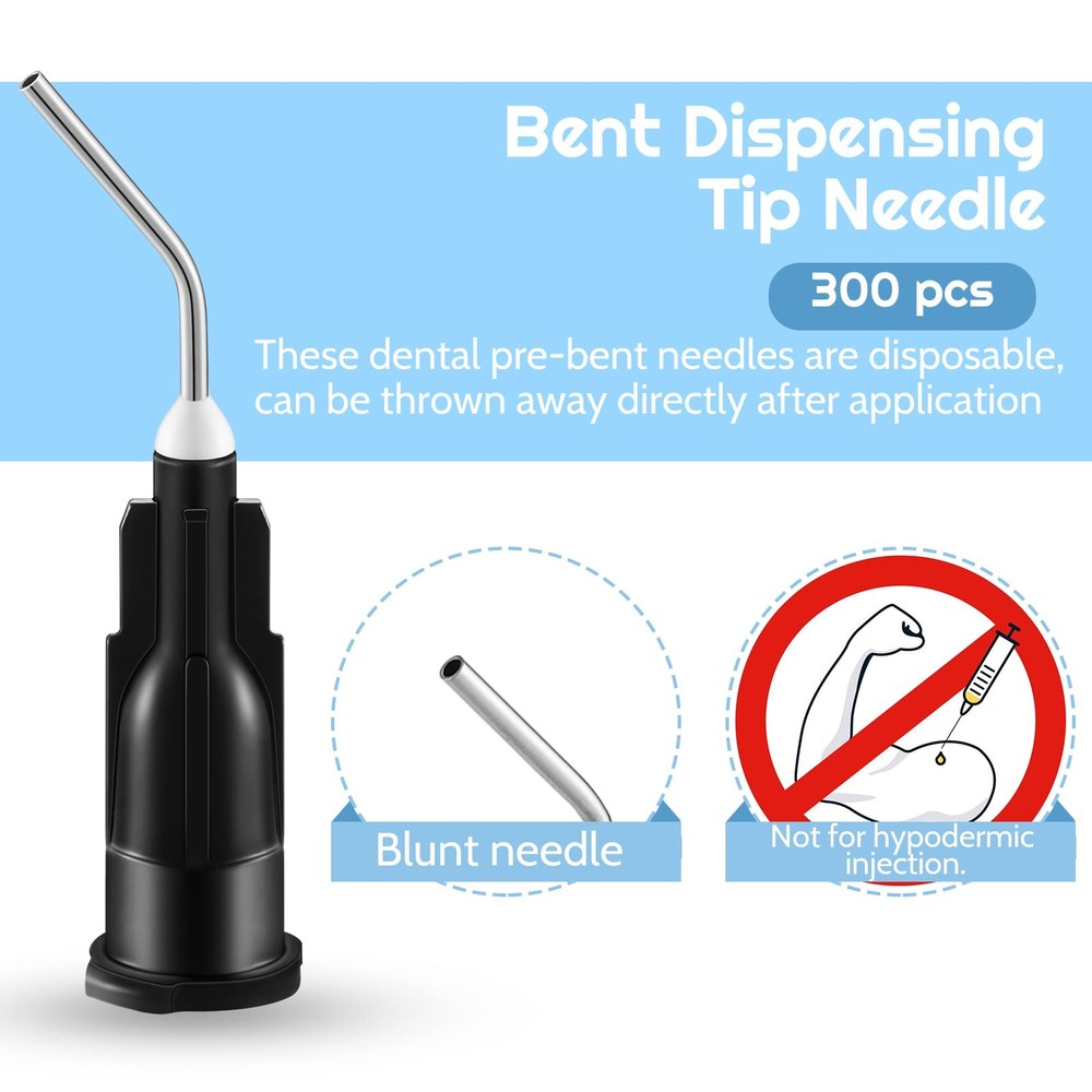 300 Pcs Bent Dispensing Tips Blunt Tip Dispensing Needles Pre Bent Assorted Size