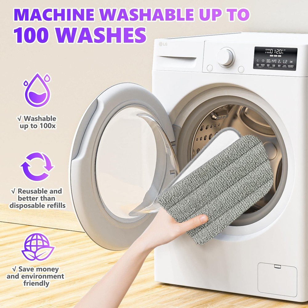 6 Pack Reusable Mop Pads Compatible With Swiffer Powermop 13''15'' Microfiber Mo