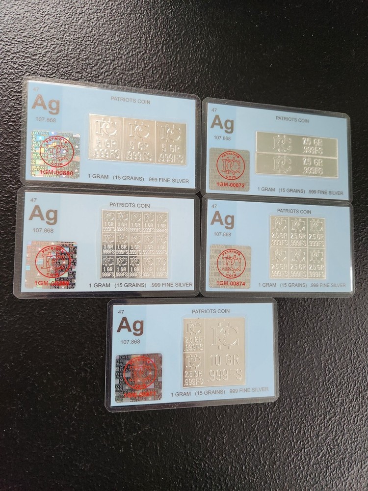 One Gram Silver Bars That Snap Apart (5 Pack)