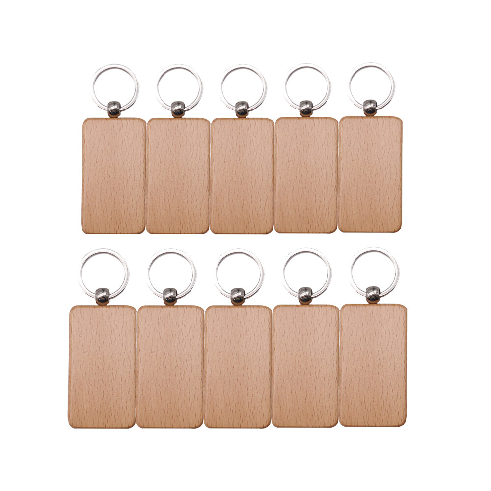 DIY Rectangle Blank Wood Keychain Custom Key Tags Personalized Gift 20 Pcs