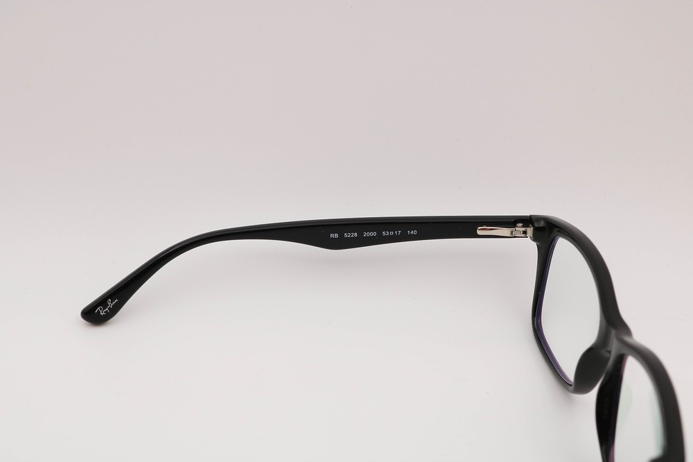 Ray-Ban Rb5228 2000 Polished Black Rectangle Eyeglasses Frames 53-17-140