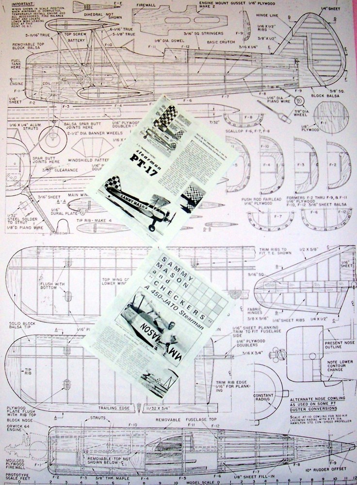Air Trails PT-17 PLAN for 38" Scale Stunt Model Airplane